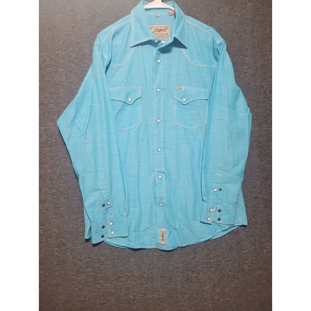 Rafter Large Cowboy Collection snap button front collar blue pockets longsleeve